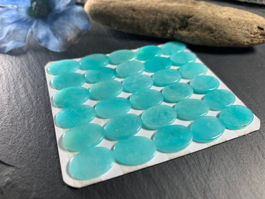 Flat Amazonite oval 10x14mm cabochon - Calibrated cabochons