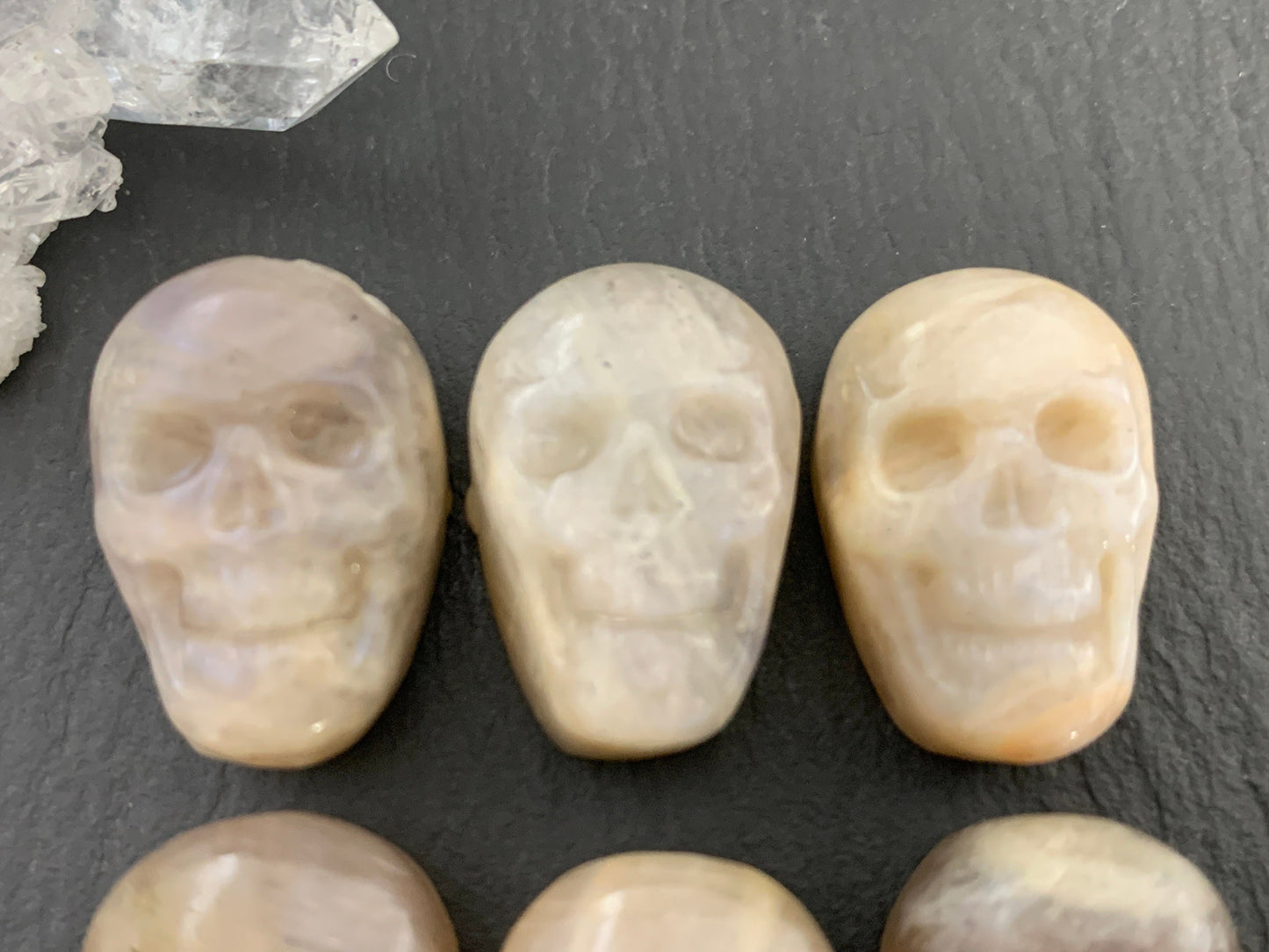 Moonstone skull 15x22mm cabochon carving
