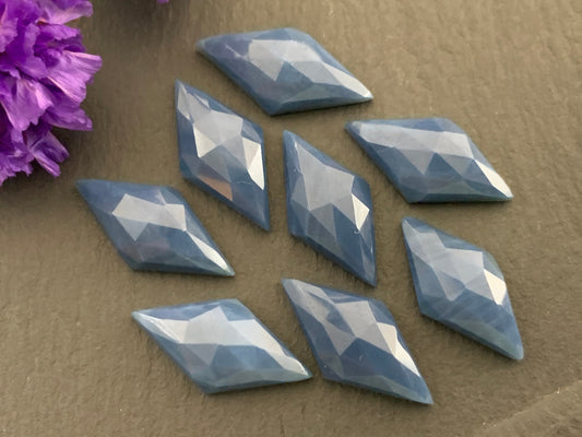 Faceted Blue Opal rhombus 10x20mm cabochon