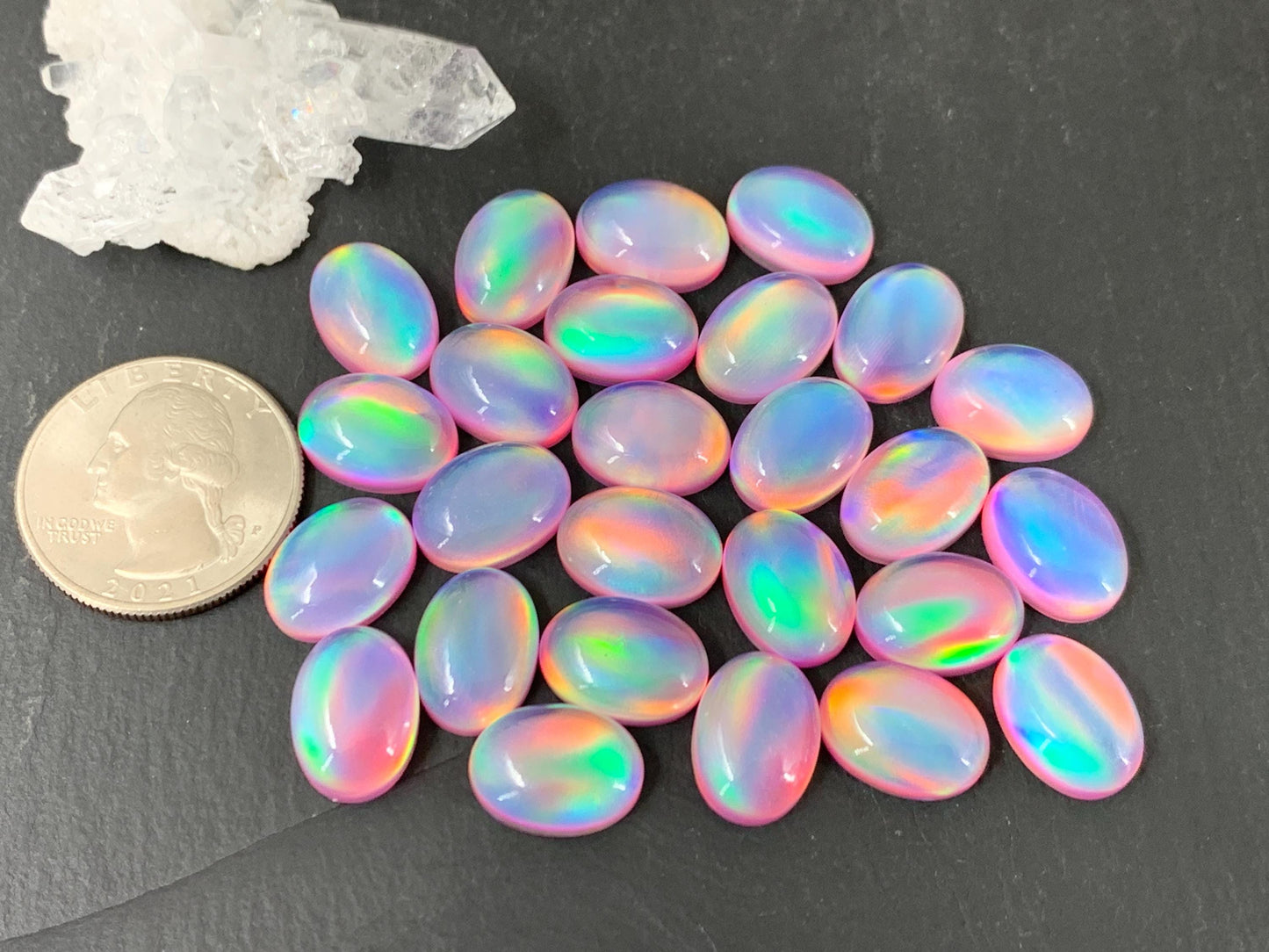 Aurora Opal oval 10x14mm cabochons - Doublet cabochons