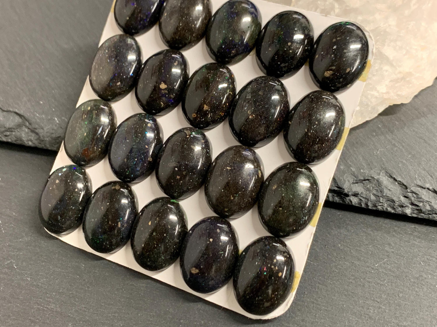 Black Andamooka Opal oval 15x18mm cabochon - Matrix Australian Opal