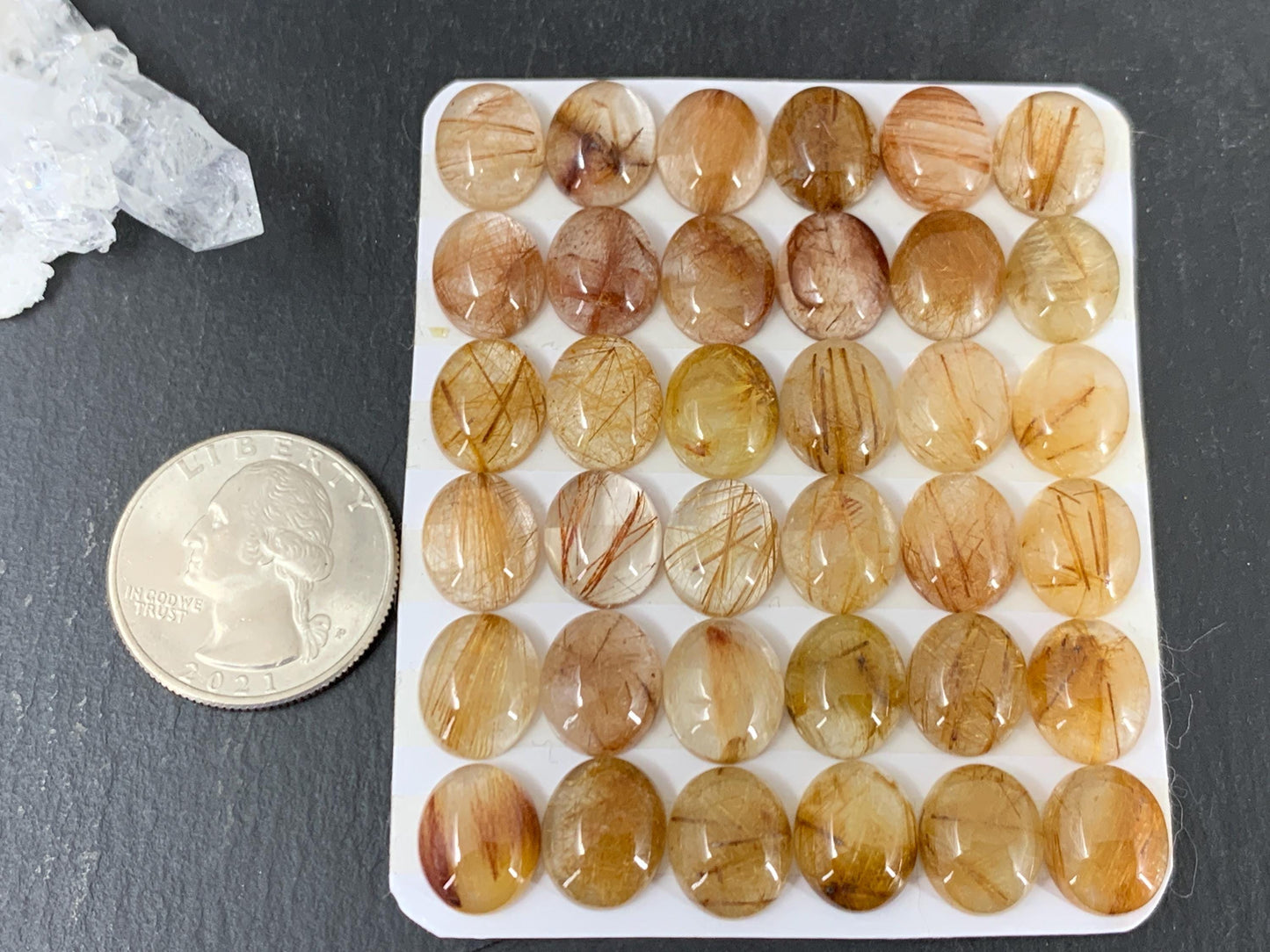 Rutilated Quartz oval 10x12mm cabochon - Calibrated cabochons
