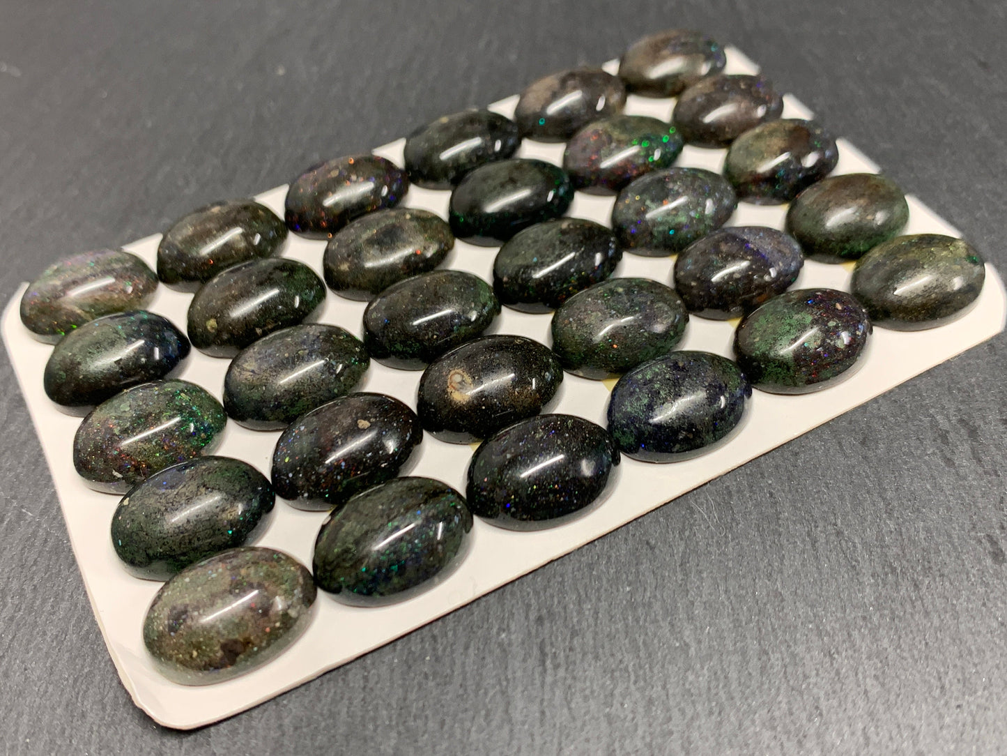 Black Andamooka Opal oval 12x16mm cabochon - Matrix Australian Opal