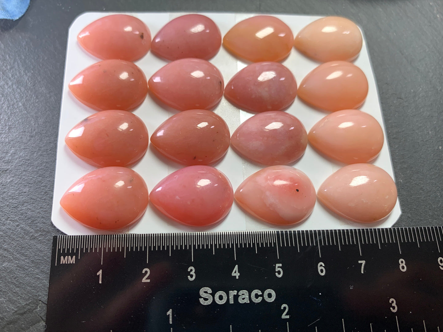 Pink Opal pear 15x20mm cabochon - Calibrated cabochons