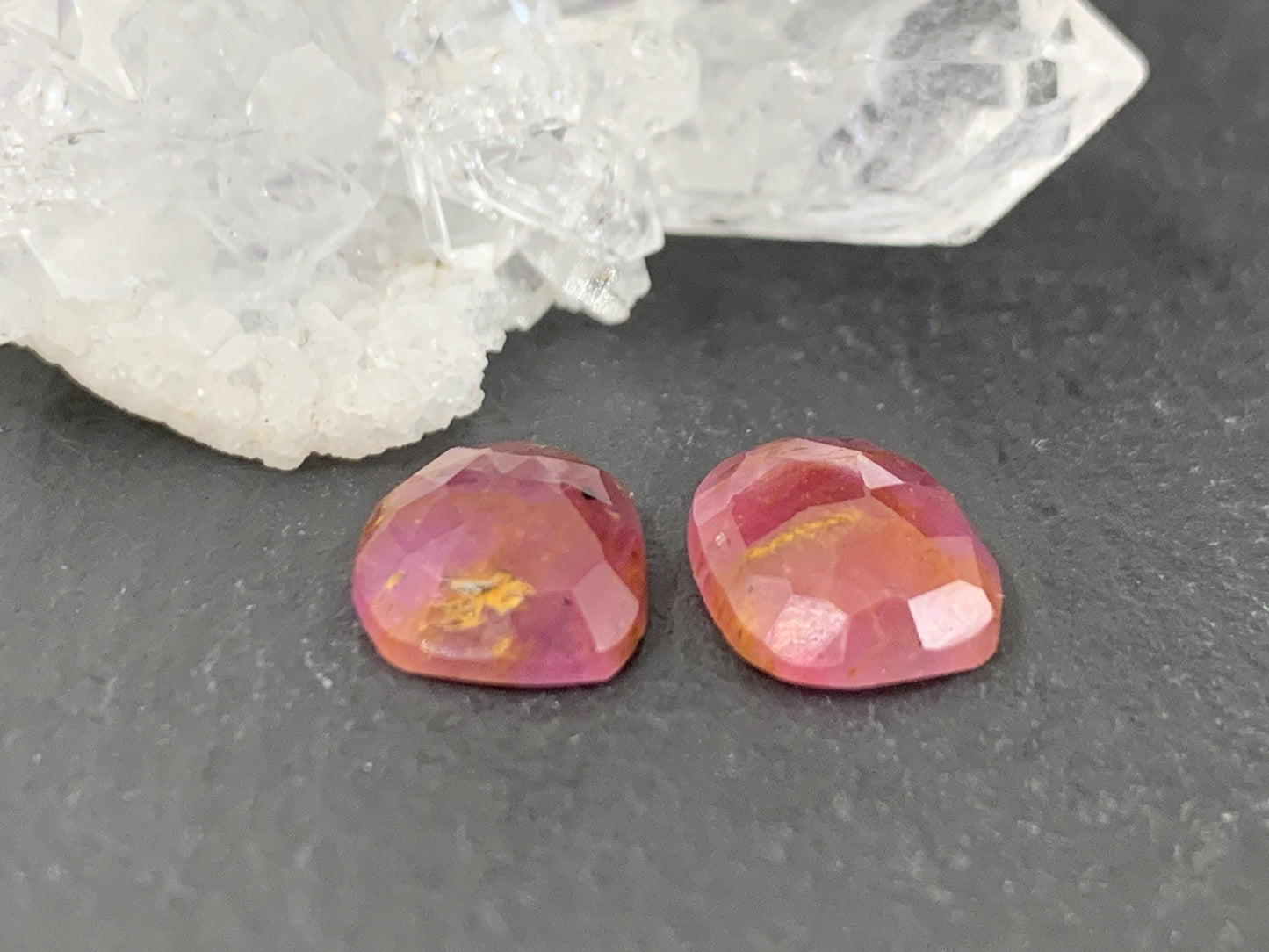 Faceted Ruby pair 8x10x3mm cabochon