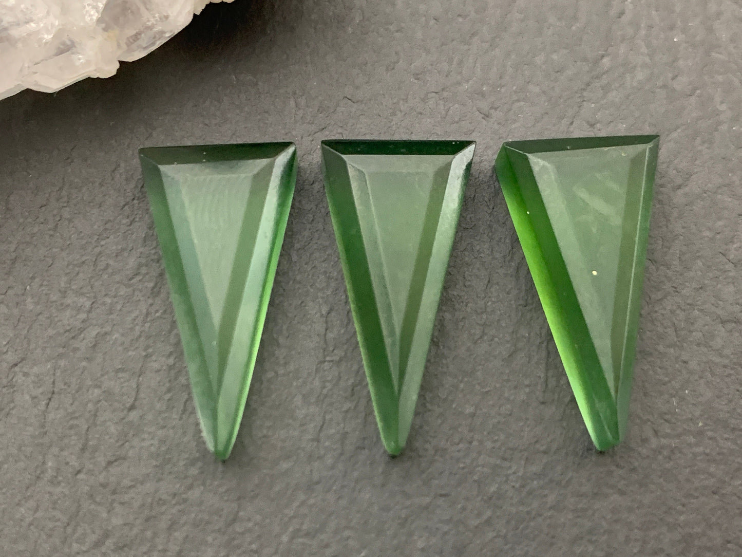 Faceted Serpentine long triangle 10x20mm cabochon