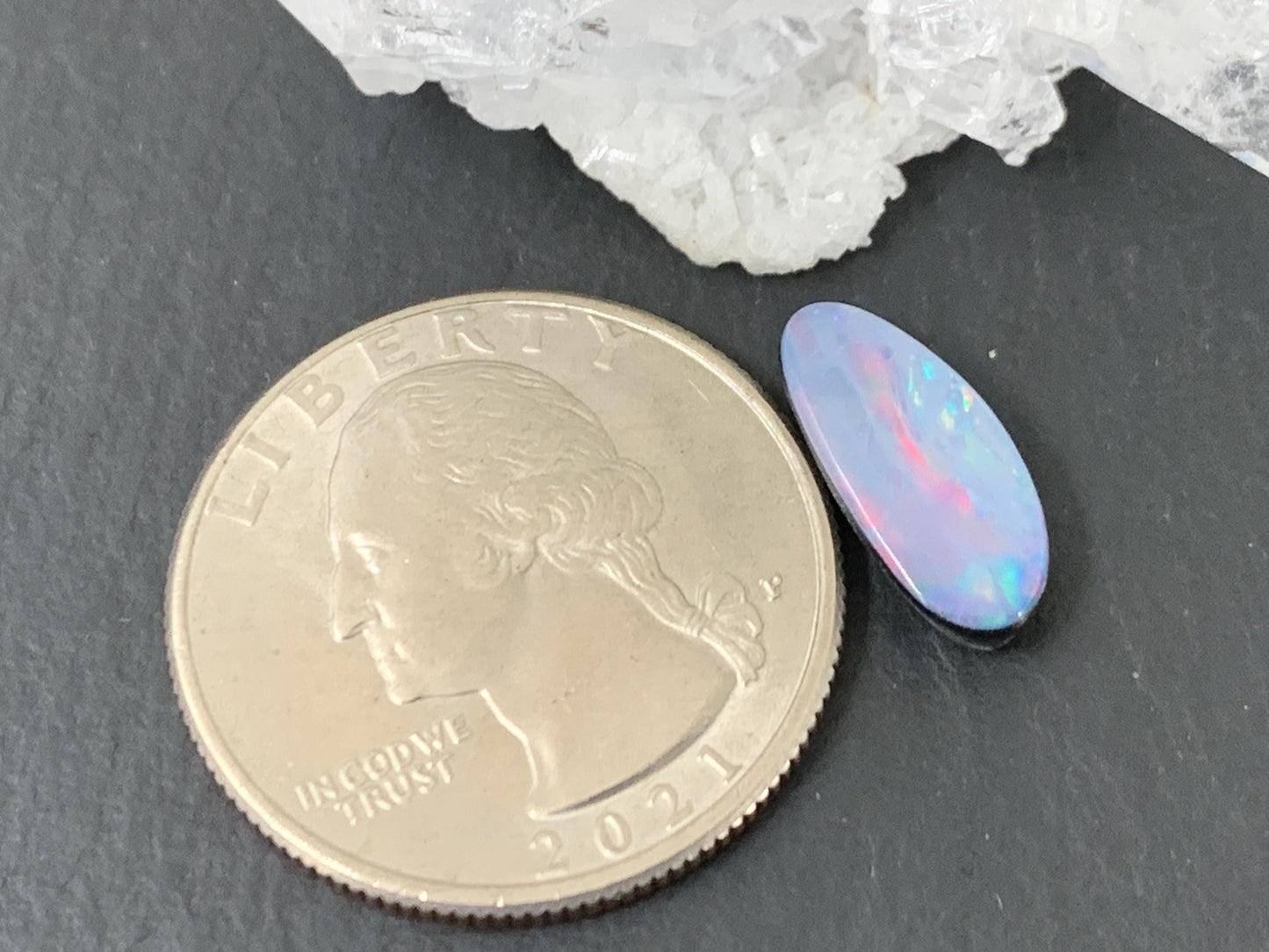 Australian Opal Doublet 6x14x4mm Cabochon - Natural Colorful Free Form Gemstone