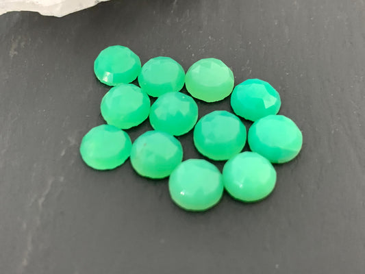 Faceted Chrysoprase round 6mm cabochon
