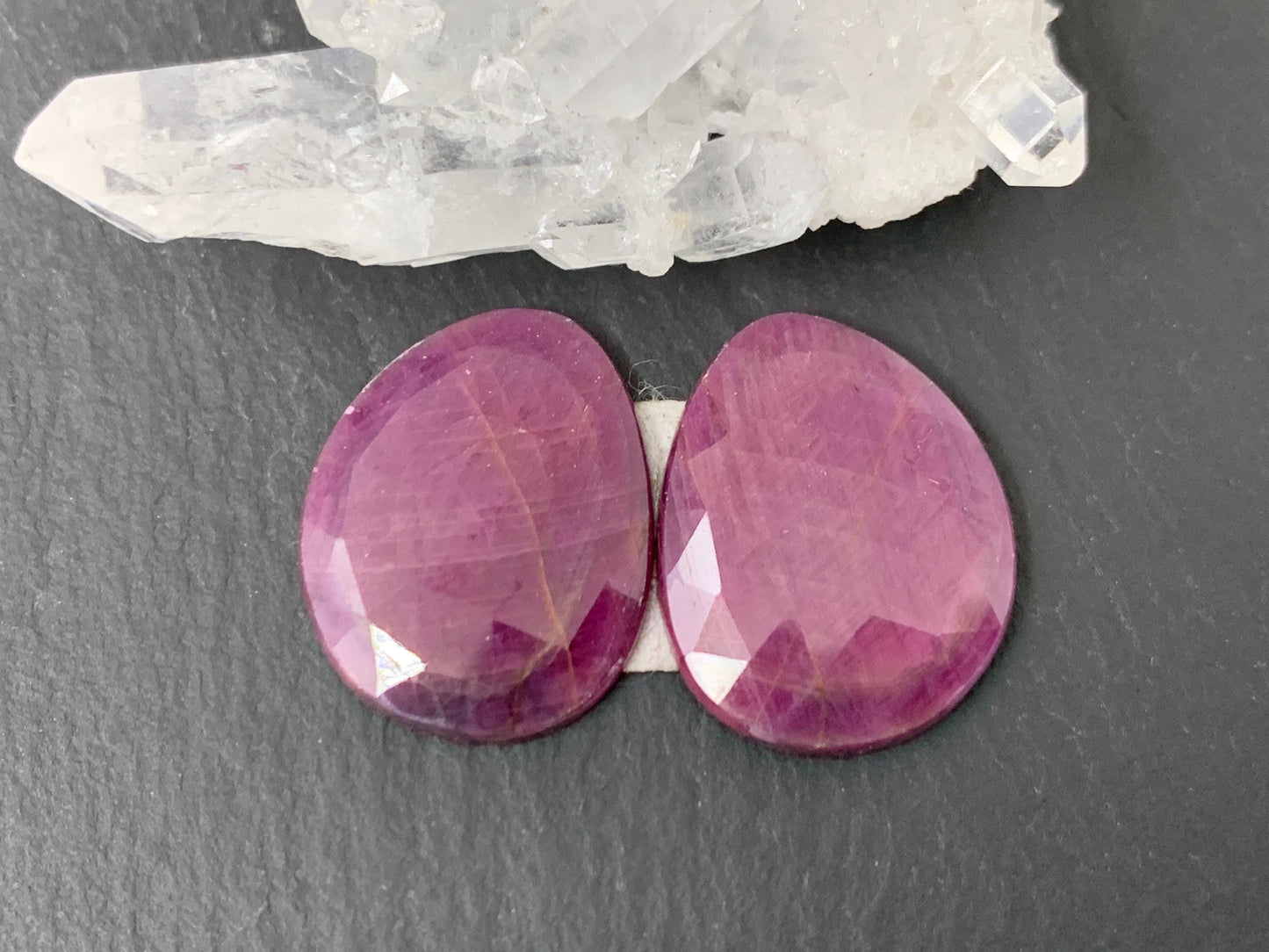 Faceted Ruby pair 15x19x3mm cabochon
