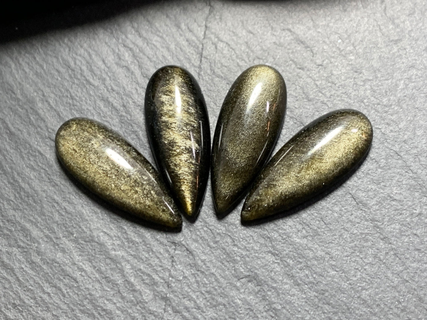 Gold Obsidian pear 10x25mm cabochon - Calibrated cabochons