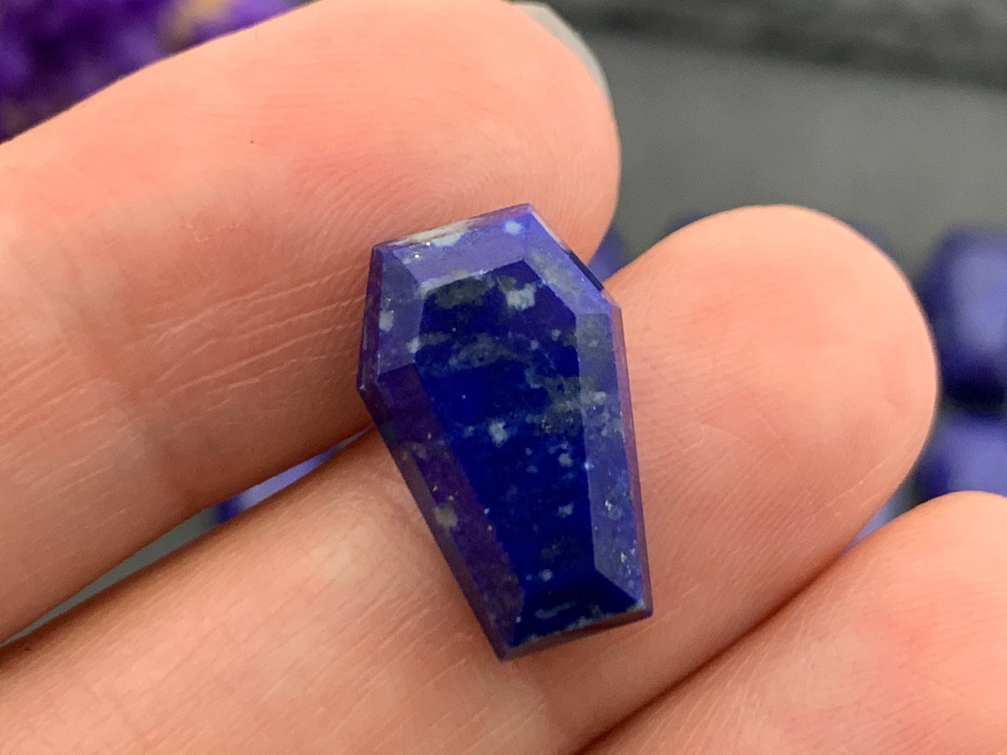 Faceted Lapis Lazuli coffin 10x16mm cabochon