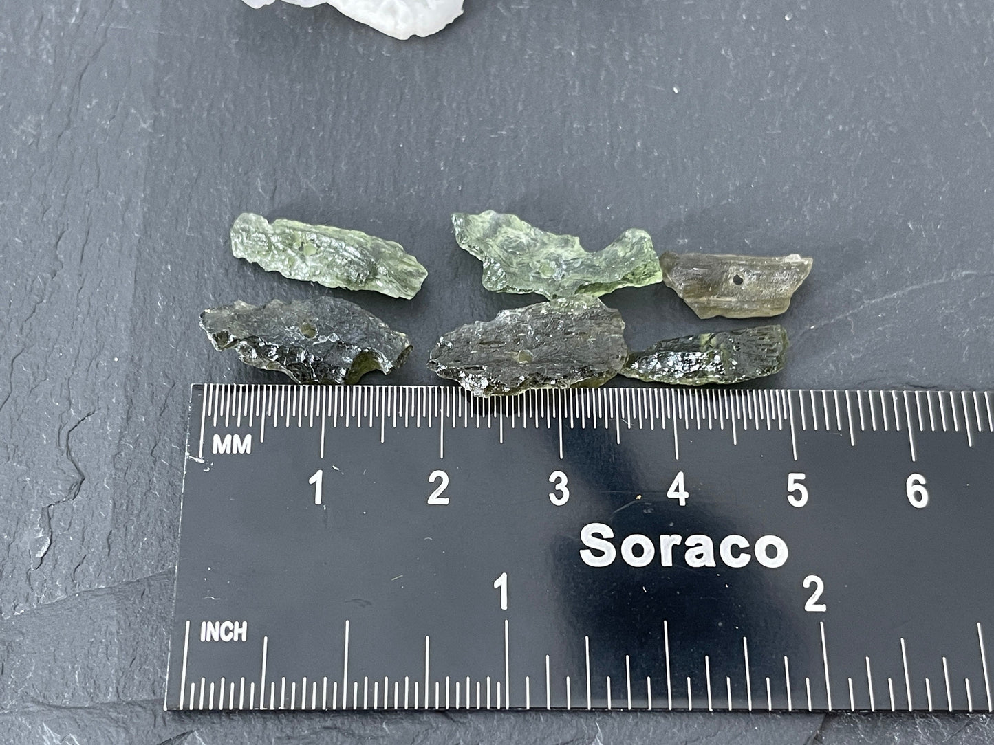 Raw Moldavite beads 14-19mm long - of of 6 beads
