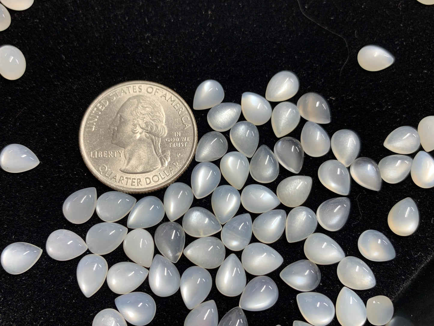 White Moonstone pear 6x8mm cabochon