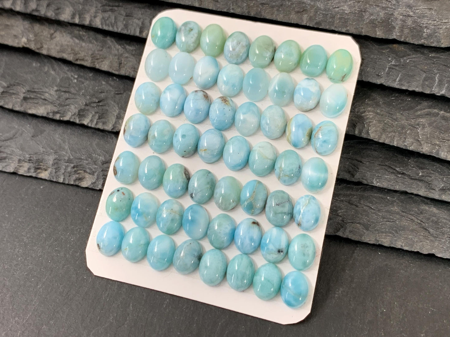 Larimar oval 6x8mm long cabochon - Calibrated cabochons