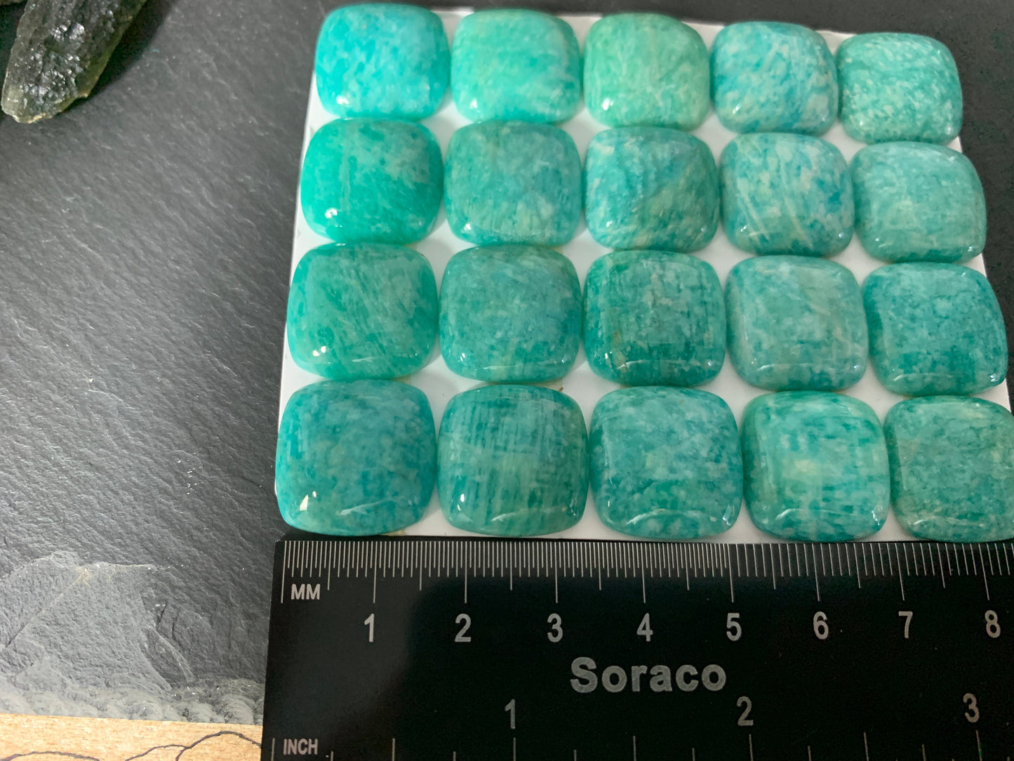 Amazonite square cushion 18mm cabochon - Calibrated cabochons