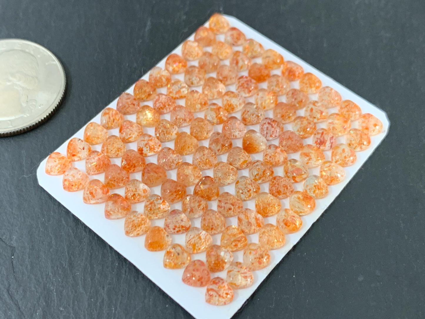 Sunstone heart 5mm cabochon - Calibrated cabochons