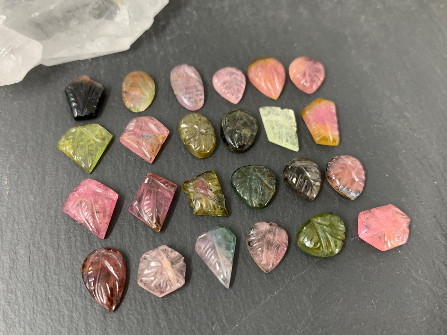 Carved Tourmaline 9-12mm cabochon