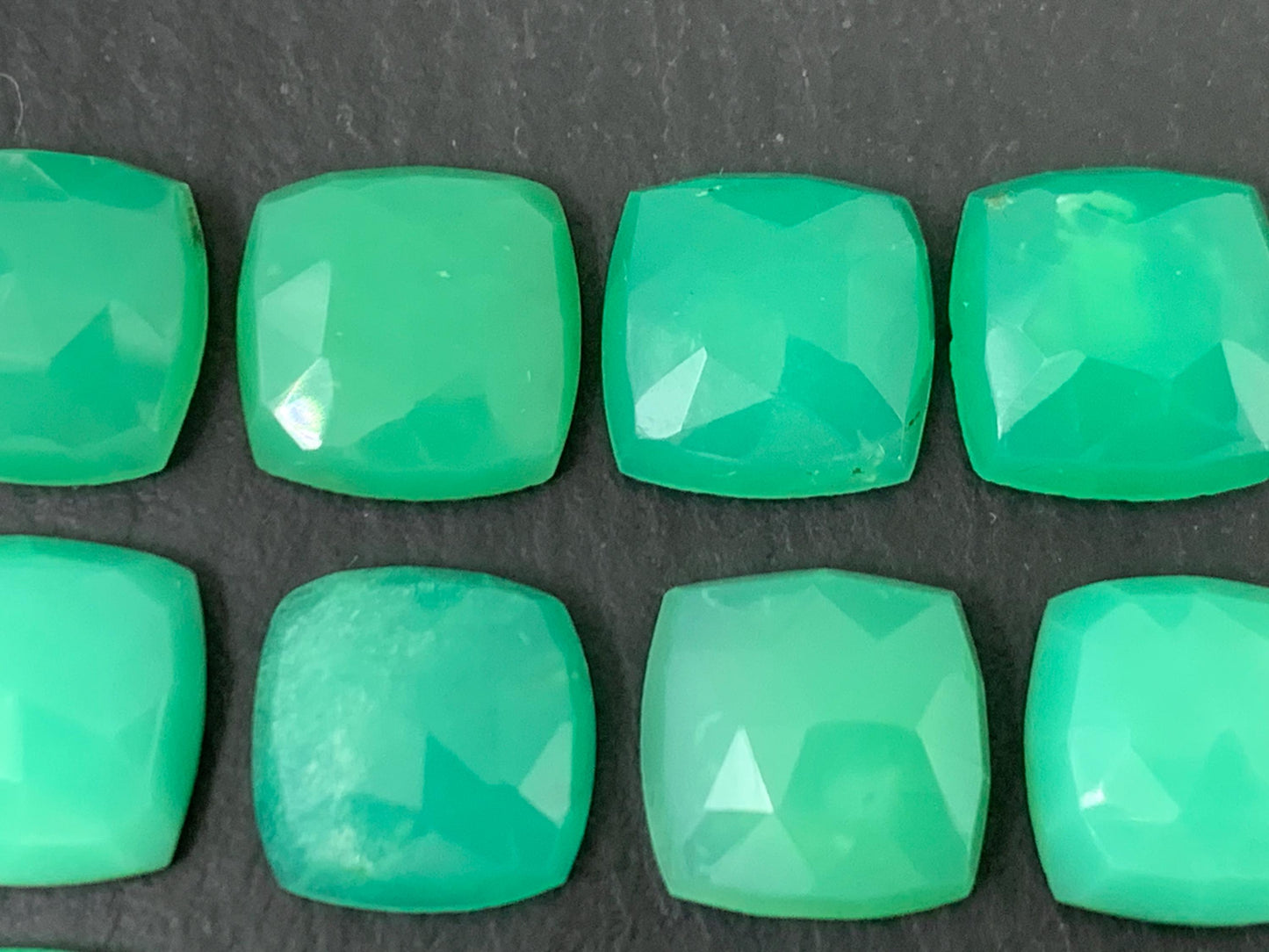 Faceted Chrysoprase square 10mm cabochon