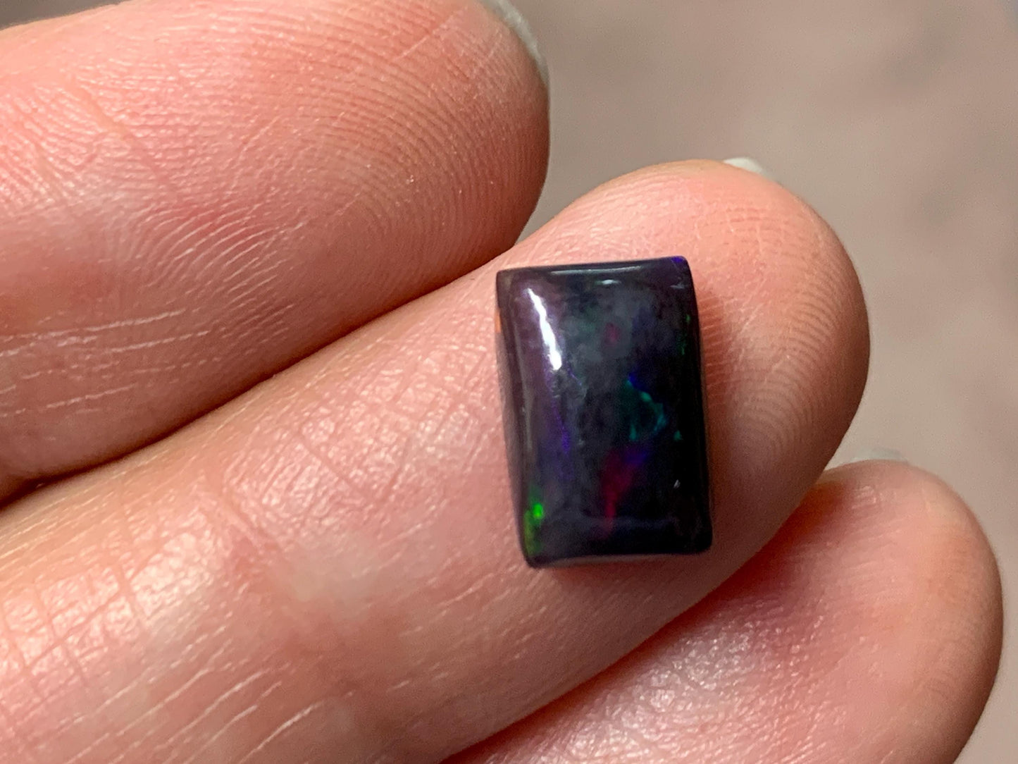 Black Ethiopian Opal rectangle 7x10x3mm cabochon