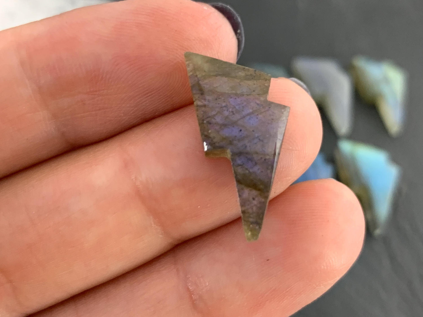 Labradorite lightning bolt 12x19mm cabochon