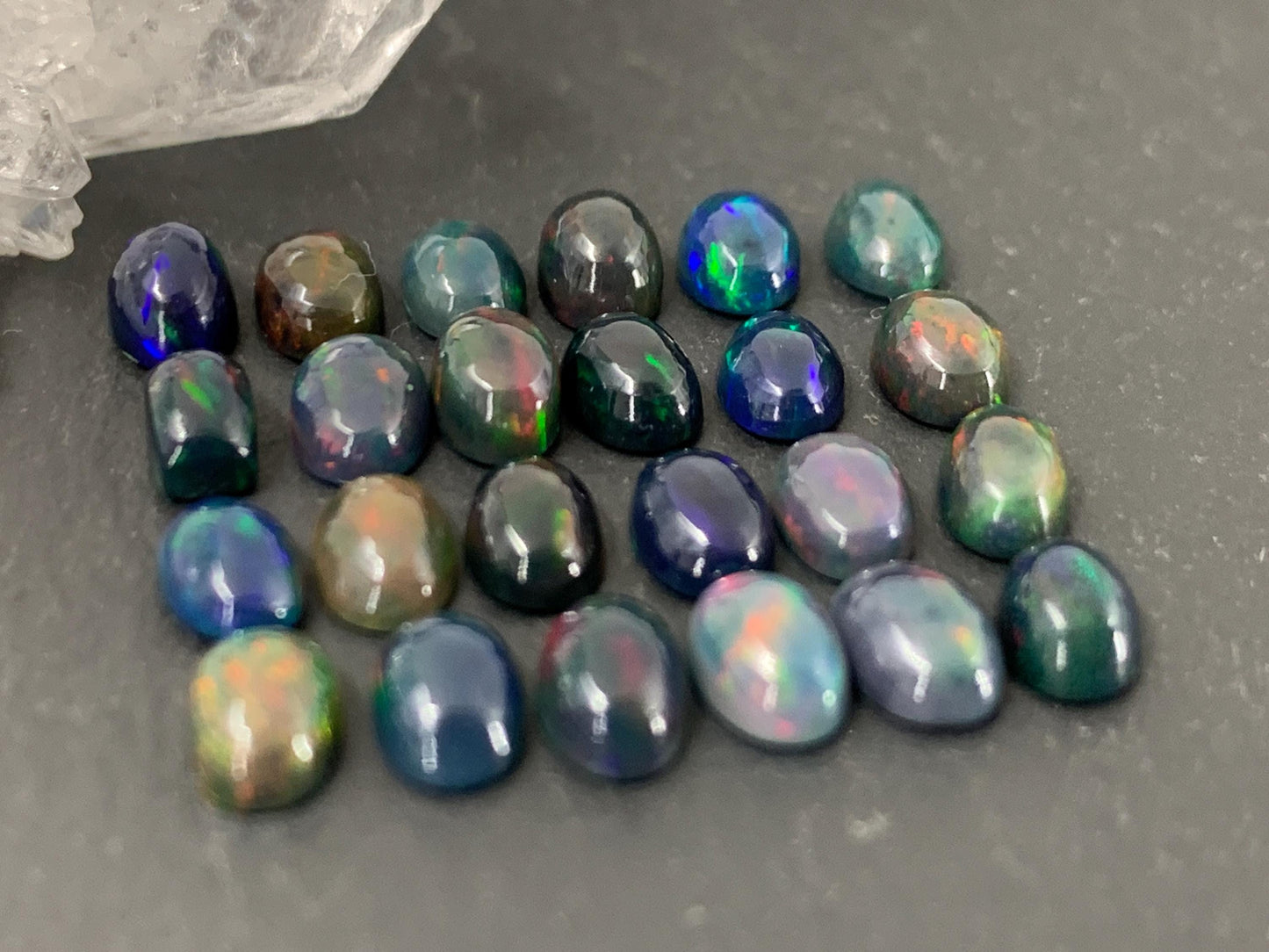 Black Ethiopian Opal oval 4x6mm cabochon