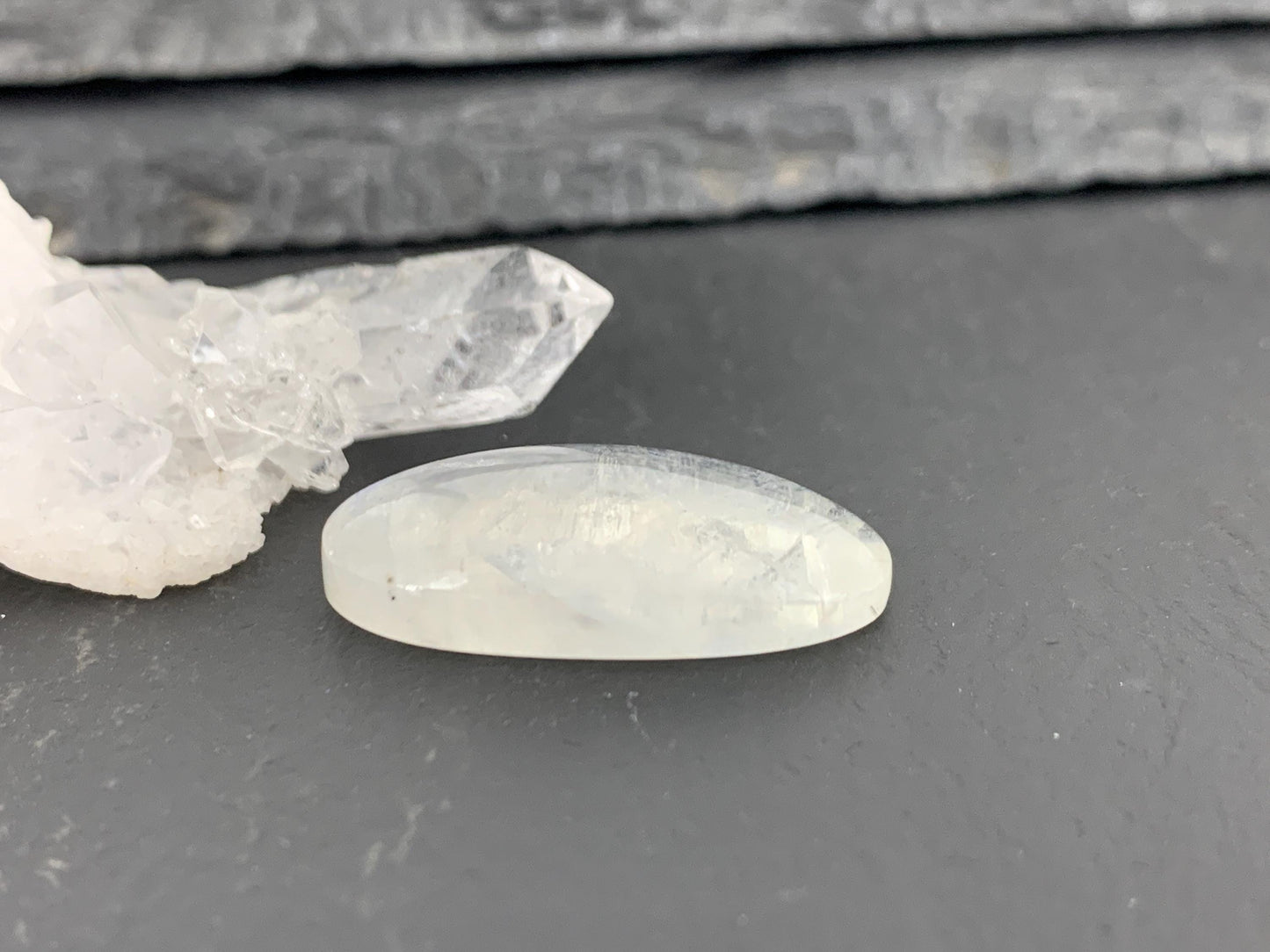 Rainbow Moonstone 27x15x6mm cabochon