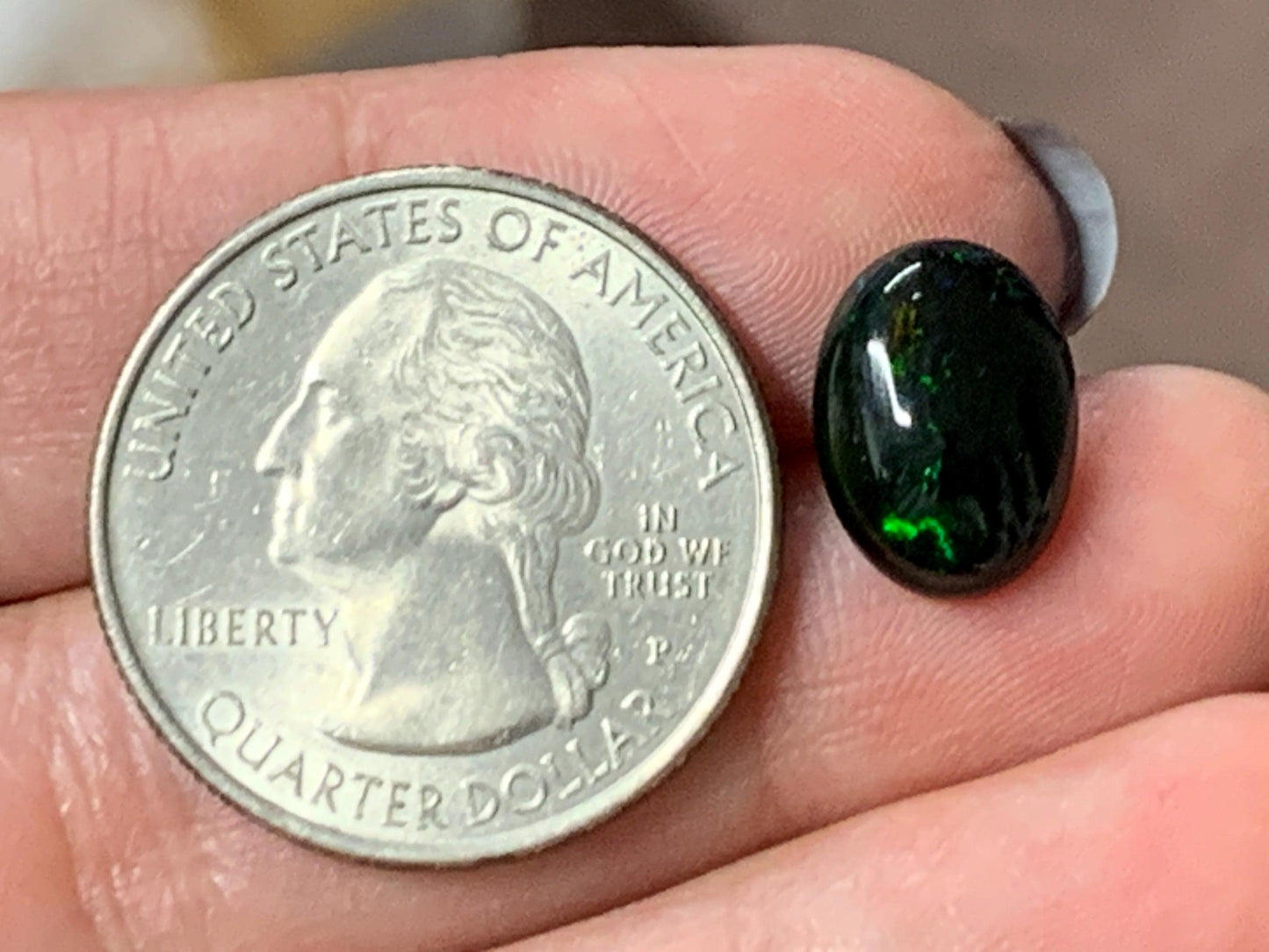 Natural Ethiopian Black Opal 9x12x4mm cabochon