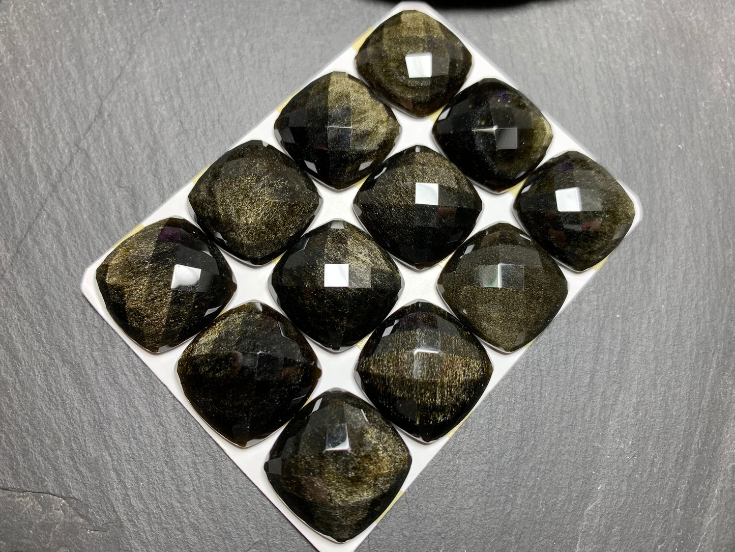 Faceted Gold Obsidian 20mm Cabochon - Calibrated cabochons