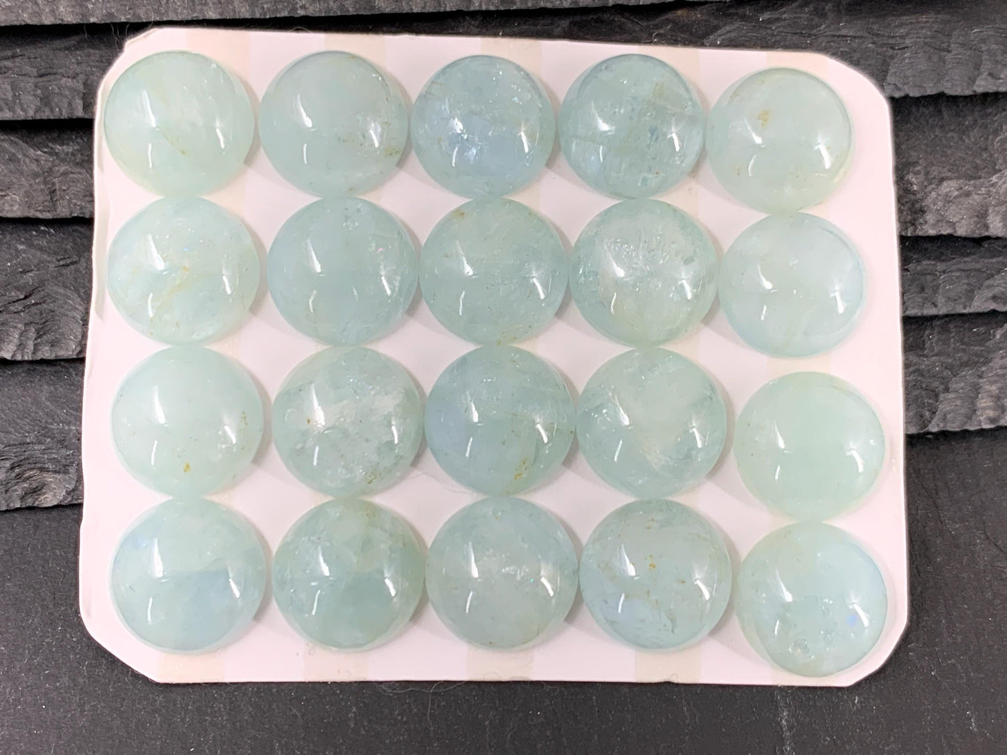 Aquamarine round 15mm cabochon - Calibrated cabochons