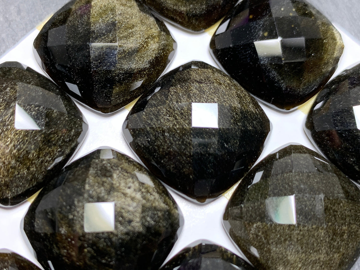 Faceted Gold Obsidian 20mm Cabochon - Calibrated cabochons