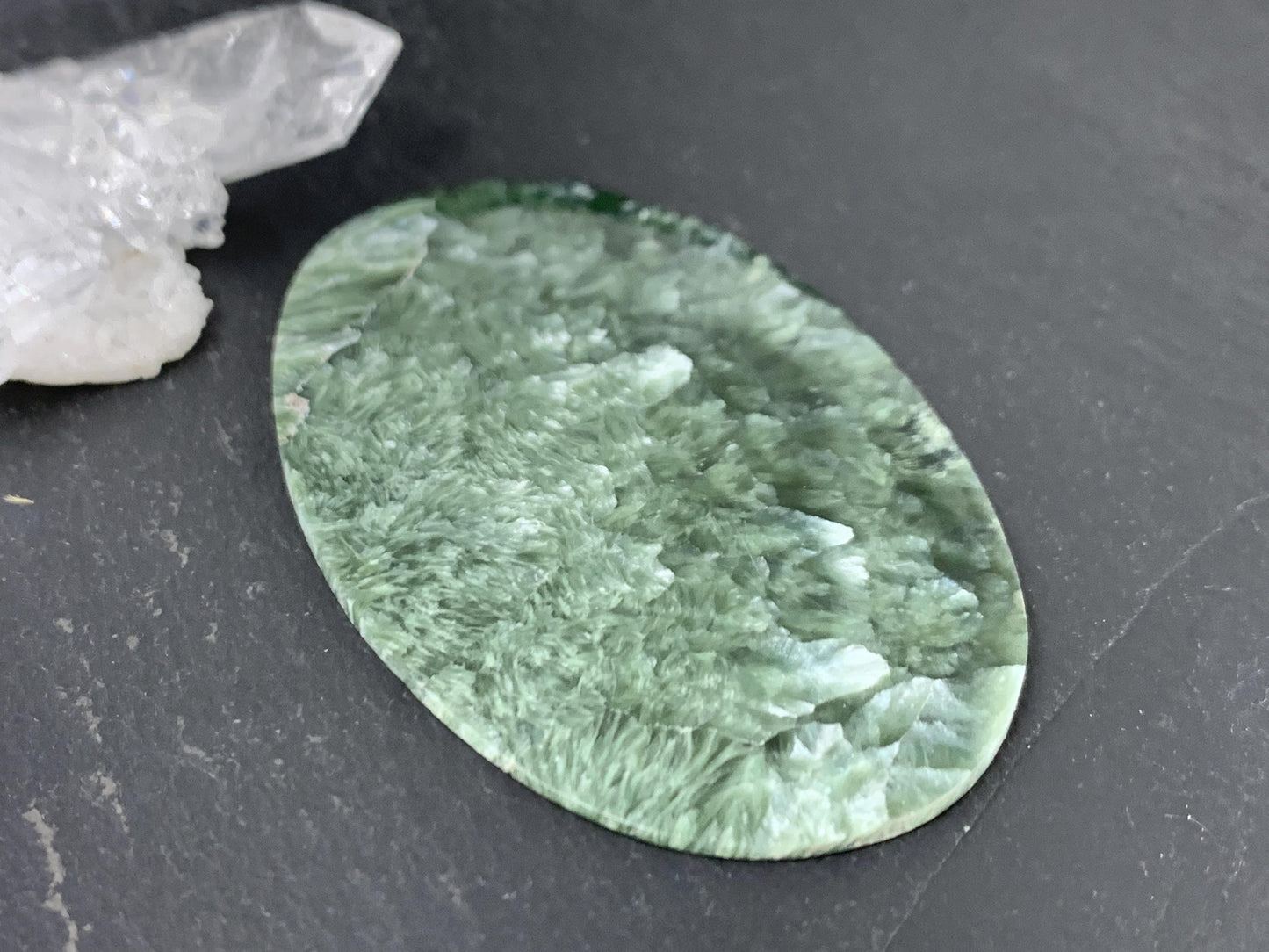 Large Seraphinite oval 37x56x3mm cabochon