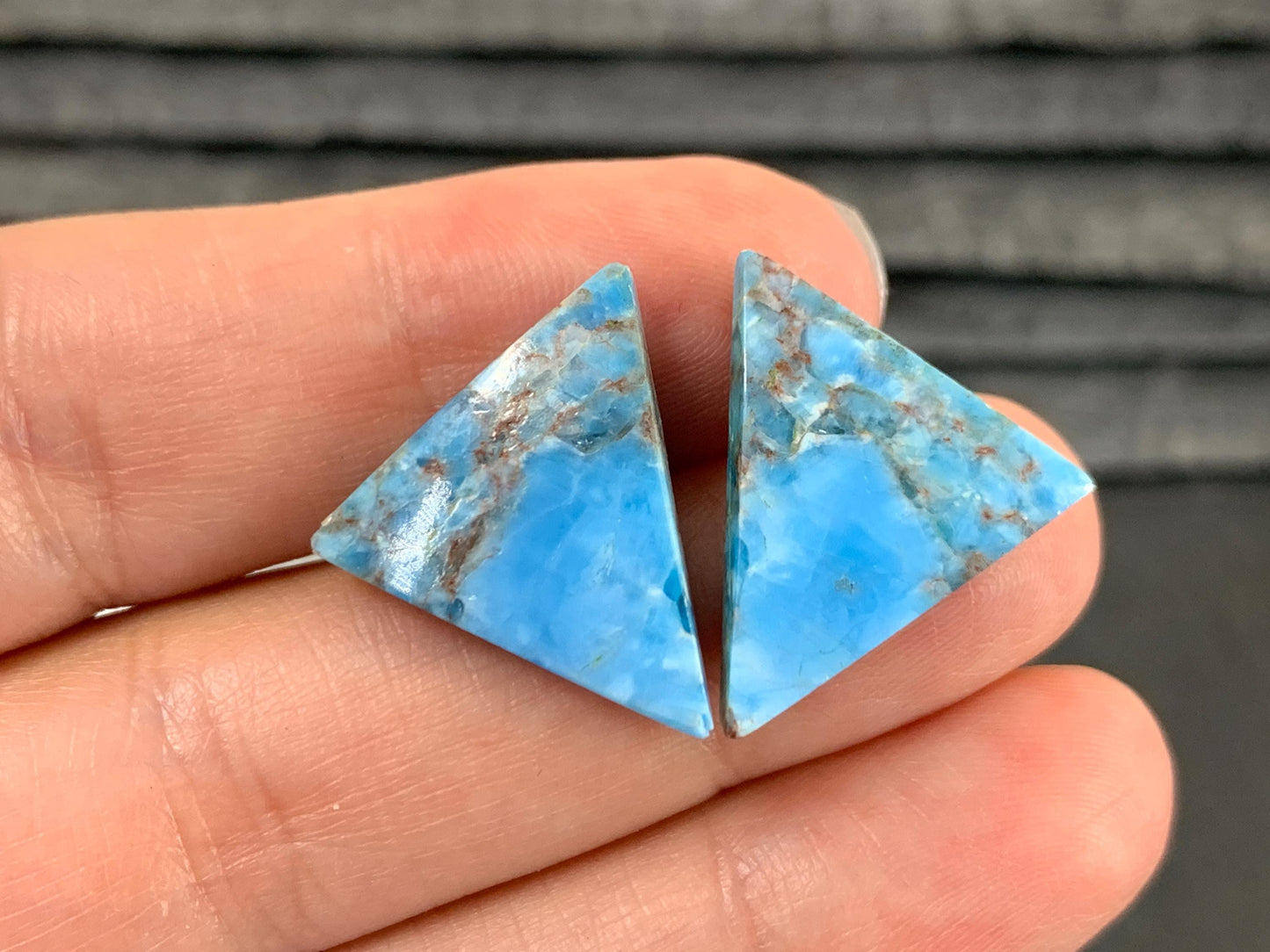 Apatite trillion, free form 20-25mm long cabochon - Buy by pair