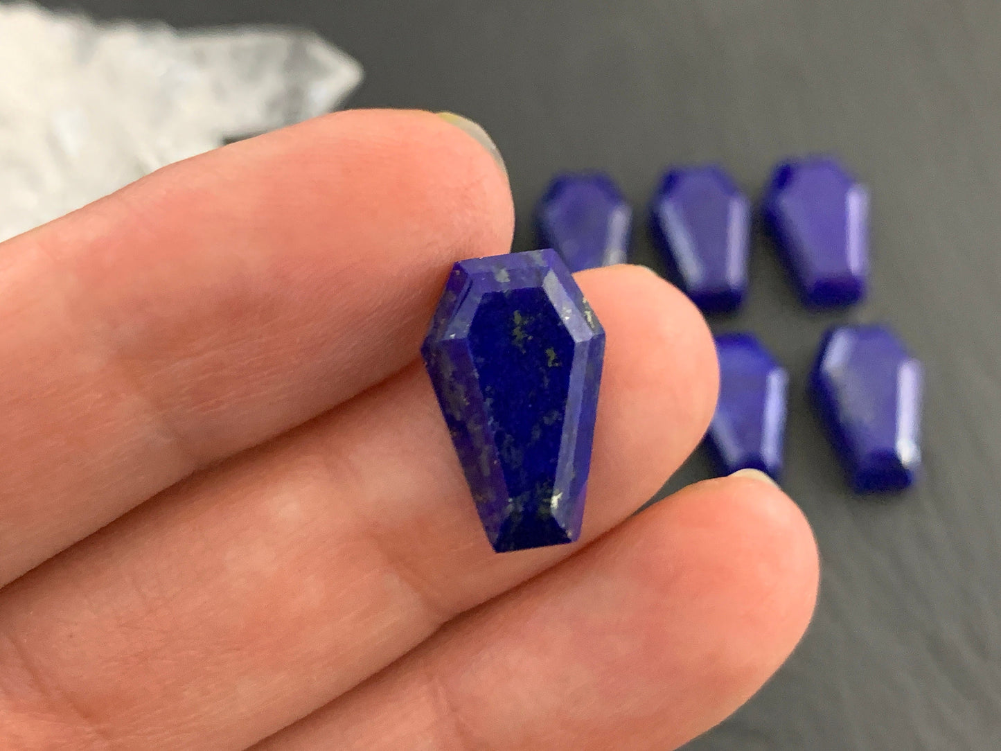 Faceted Lapis Lazuli coffin 10x16mm cabochon
