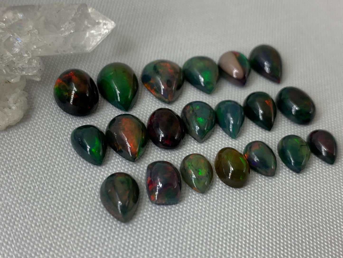 Black Ethiopian Opal 8-10mm long cabochon