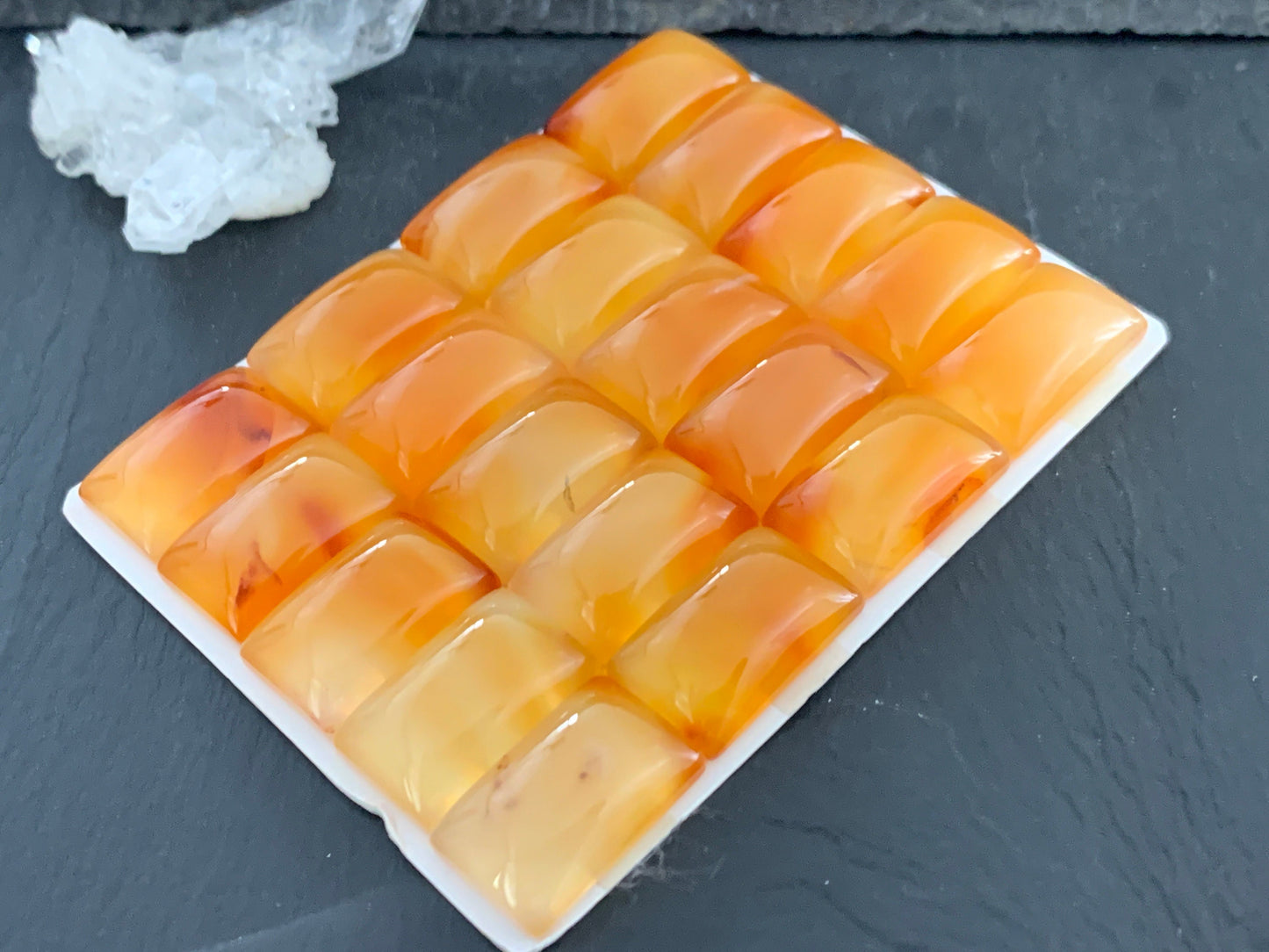 Carnelian rectangle 13x20mm cabochon - Calibrated cabochons