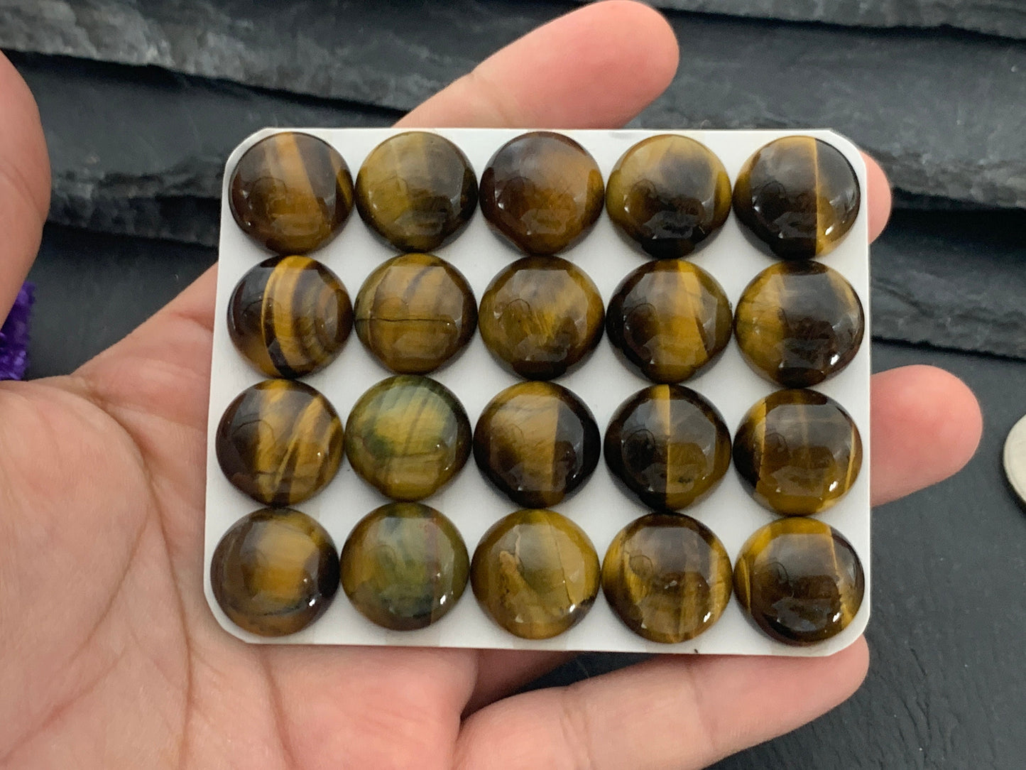 Tiger Eye round 15mm cabochon - Calibrated cabochons