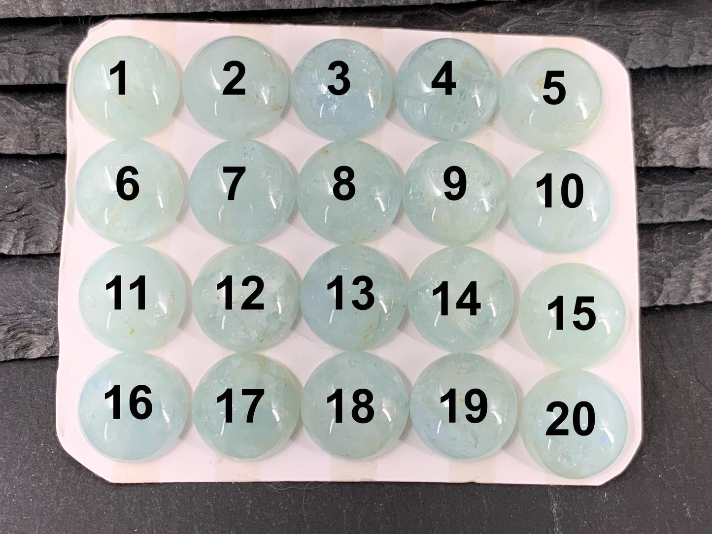 Aquamarine round 15mm cabochon - Calibrated cabochons