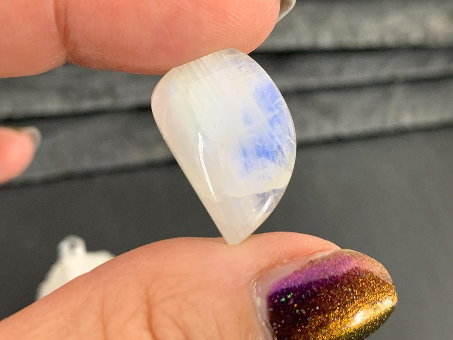Rainbow Moonstone 21x13x8mm cabochon