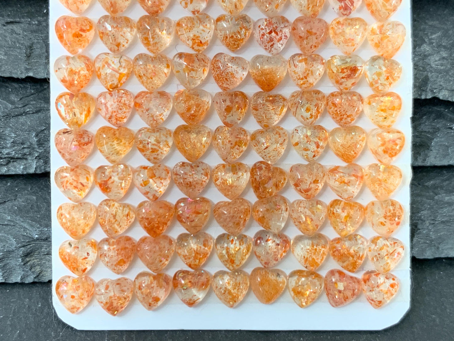 Sunstone heart 5mm cabochon - Calibrated cabochons