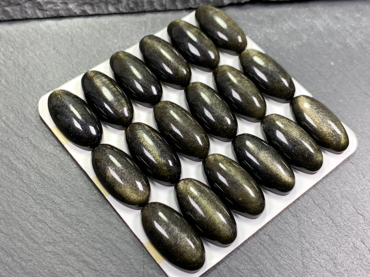 Gold Obsidian oval 10x20mm cabochon - Calibrated cabochons