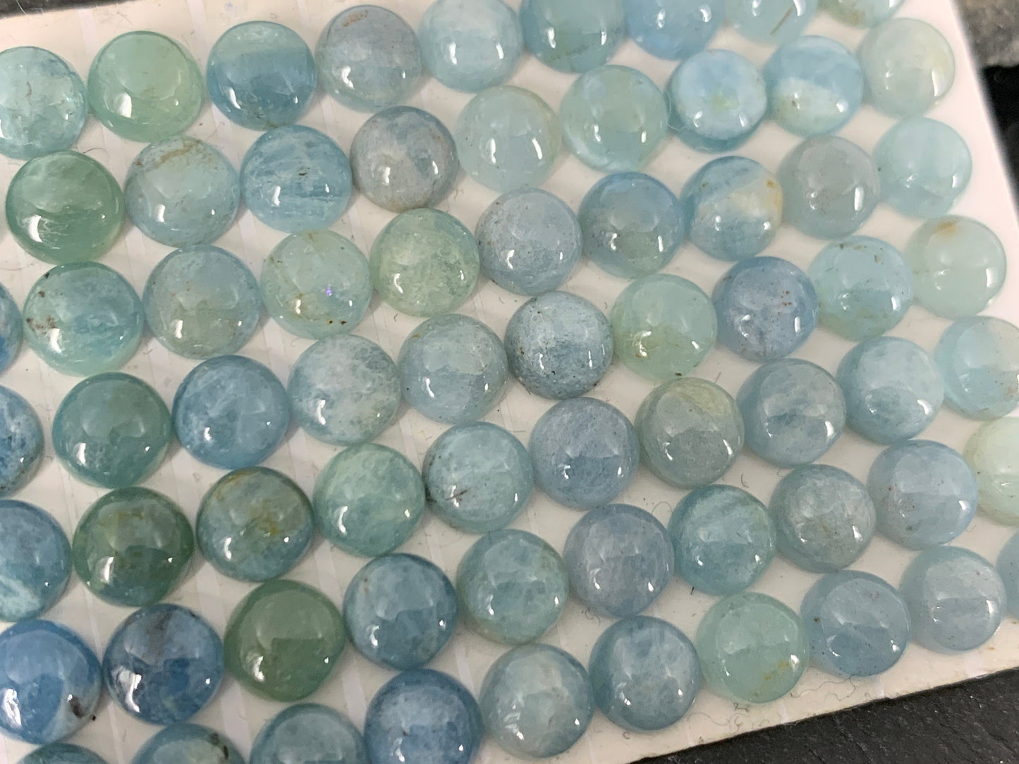Aquamarine round 6mm cabochon - Calibrated cabochons