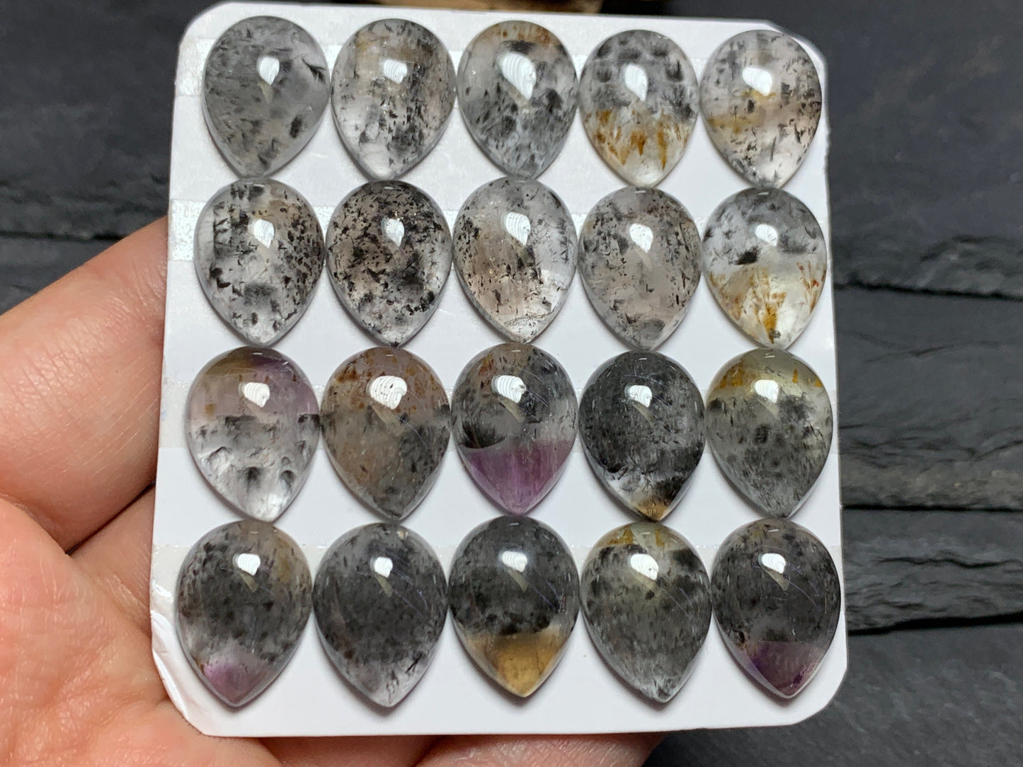 Super 7 pear 12x16mm cabochon - Calibrated cabochons