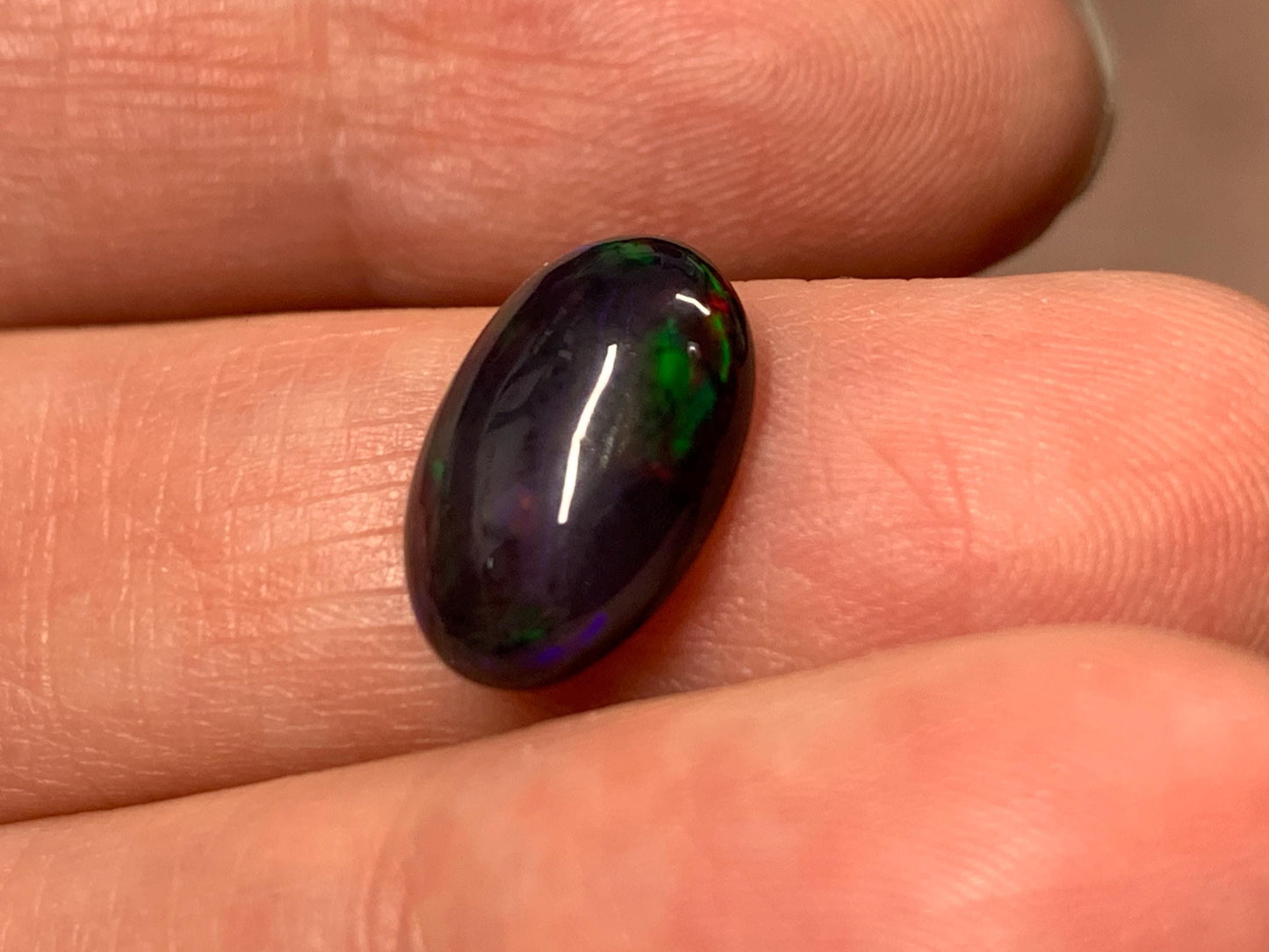 Black Ethiopian Opal oval 9x13x3.5mm cabochon