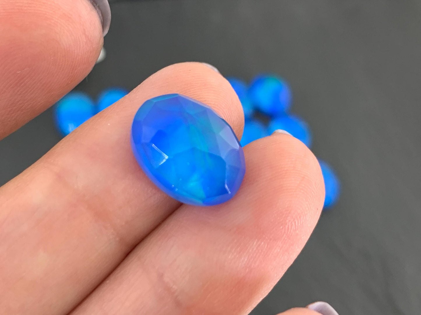 Faceted Aurora Opal oval 10x14mm cabochons - Doublet cabochons