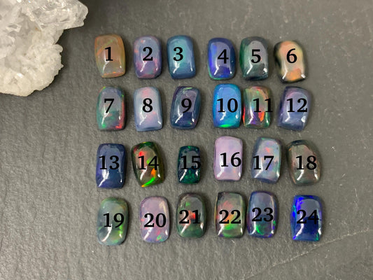 Black Ethiopian Opal rectangle 4x6mm cabochon