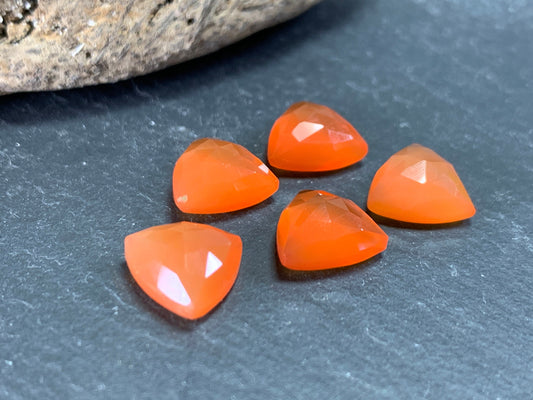 Faceted Carnelian Curved Triangle 10mm cabochon