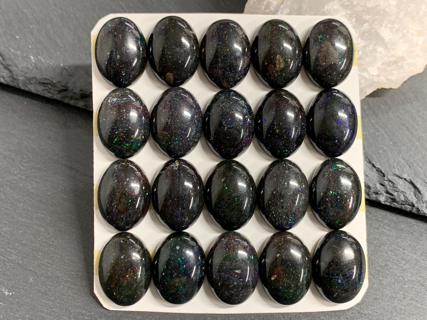 Black Andamooka Opal oval 13x18mm cabochon - Matrix Australian Opal