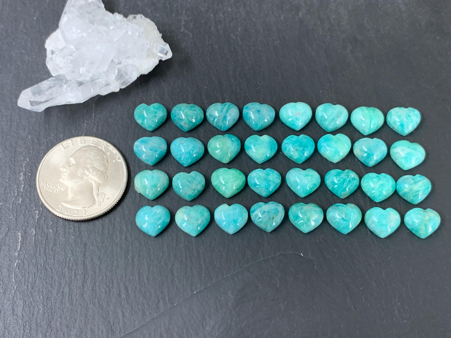 Small Amazonite heart 8x9mm cabochon