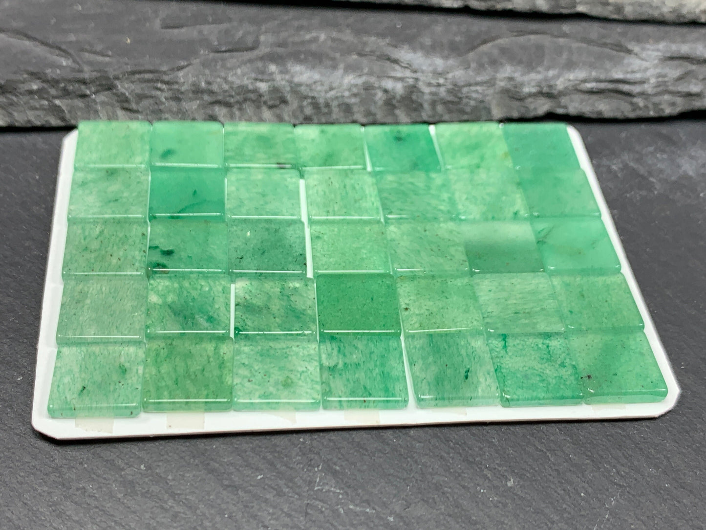 Flat Green Aventurine square 10mm cabochon
