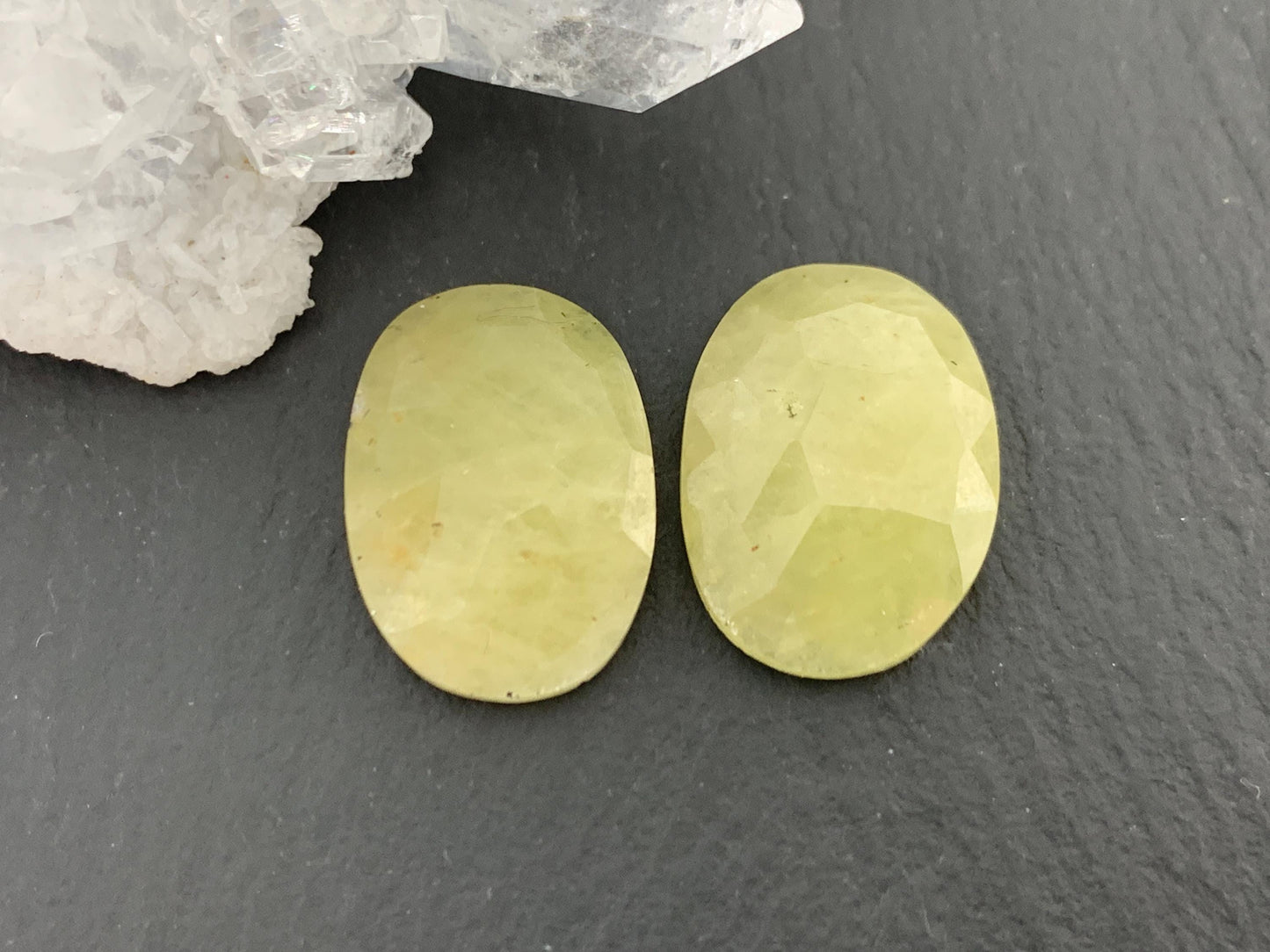 Faceted Yellow Sapphire pair 12x16x4mm cabochon